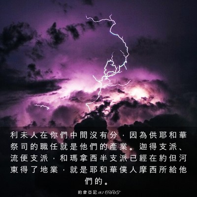 Picture 03 - 約 書 亞 記 18:7 CUVT - 利 未 人 在 你 們 中 間 沒 有 分 ， - Bible Verse Picture