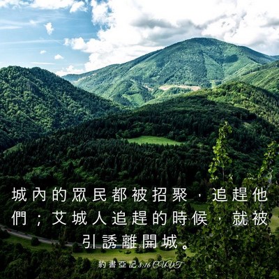 Picture 03 - 約 書 亞 記 8:16 CUVT - 城 內 的 眾 民 都 被 招 聚 ， 追 趕 - Bible Verse Picture