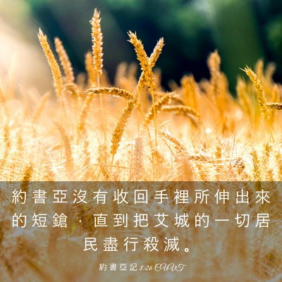 Picture 03 - 約 書 亞 記 8:26 CUVT - 約 書 亞 沒 有 收 回 手 裡 所 伸 出 - Bible Verse Picture