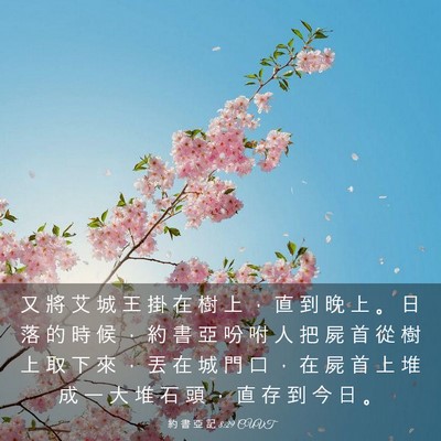 Picture 03 - 約 書 亞 記 8:29 CUVT - 又 將 艾 城 王 掛 在 樹 上 ， 直 到 - Bible Verse Picture