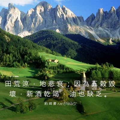 Picture 03 - 約 珥 書 1:10 CUVT - 田 荒 涼 ， 地 悲 哀 ； 因 為 五 穀 - Bible Verse Picture