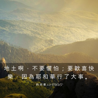 Picture 03 - 約 珥 書 2:21 CUVT - 地 土 啊 ， 不 要 懼 怕 ； 要 歡 喜 - Bible Verse Picture