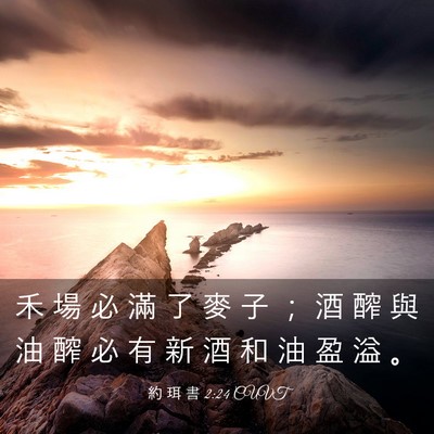 Picture 03 - 約 珥 書 2:24 CUVT - 禾 場 必 滿 了 麥 子 ； 酒 醡 與 油 - Bible Verse Picture