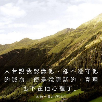 Picture 03 - 約 翰 一 書 2:4 CUVT - 人 若 說 我 認 識 他 ， 卻 不 遵 守 - Bible Verse Picture