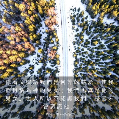 Picture 03 - 約 翰 一 書 3:1 CUVT - 你 看 父 賜 給 我 們 是 何 等 的 慈 - Bible Verse Picture