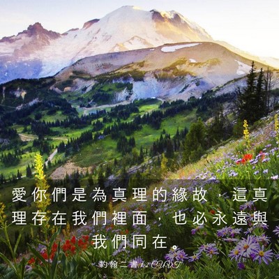 Picture 03 - 約 翰 二 書 1:2 CUVT - 愛 你 們 是 為 真 理 的 緣 故 ， 這 - Bible Verse Picture