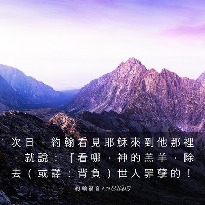 Picture 03 - 約 翰 福 音 1:29 CUVT - 次 日 ， 約 翰 看 見 耶 穌 來 到 他 - Bible Verse Picture