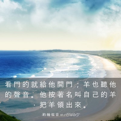 Picture 03 - 約 翰 福 音 10:3 CUVT - 看 門 的 就 給 他 開 門 ； 羊 也 聽 - Bible Verse Picture