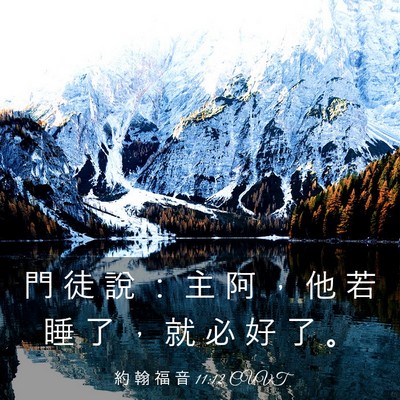 Picture 03 - 約 翰 福 音 11:12 CUVT - 門 徒 說 ： 主 阿 ， 他 若 睡 了 ， - Bible Verse Picture