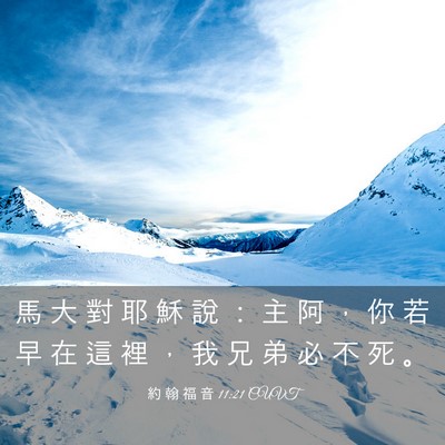 Picture 03 - 約 翰 福 音 11:21 CUVT - 馬 大 對 耶 穌 說 ： 主 阿 ， 你 若 - Bible Verse Picture