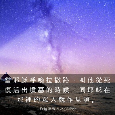 Picture 03 - 約 翰 福 音 12:17 CUVT - 當 耶 穌 呼 喚 拉 撒 路 ， 叫 他 從 - Bible Verse Picture