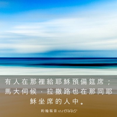 Picture 03 - 約 翰 福 音 12:2 CUVT - 有 人 在 那 裡 給 耶 穌 預 備 筵 席 - Bible Verse Picture