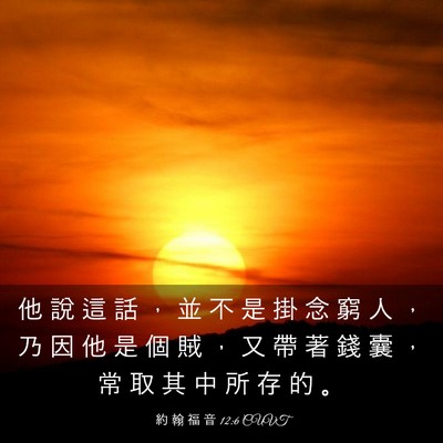 Picture 03 - 約 翰 福 音 12:6 CUVT - 他 說 這 話 ， 並 不 是 掛 念 窮 人 - Bible Verse Picture
