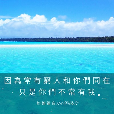 Picture 03 - 約 翰 福 音 12:8 CUVT - 因 為 常 有 窮 人 和 你 們 同 在 ， - Bible Verse Picture