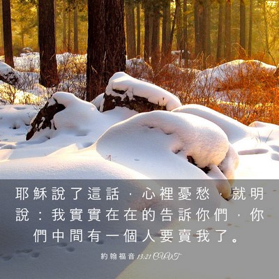 Picture 03 - 約 翰 福 音 13:21 CUVT - 耶 穌 說 了 這 話 ， 心 裡 憂 愁 ， - Bible Verse Picture