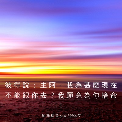 Picture 03 - 約 翰 福 音 13:37 CUVT - 彼 得 說 ： 主 阿 ， 我 為 甚 麼 現 - Bible Verse Picture