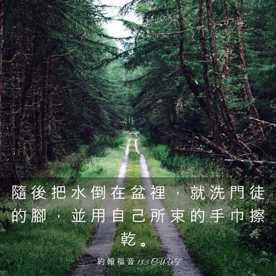 Picture 03 - 約 翰 福 音 13:5 CUVT - 隨 後 把 水 倒 在 盆 裡 ， 就 洗 門 - Bible Verse Picture