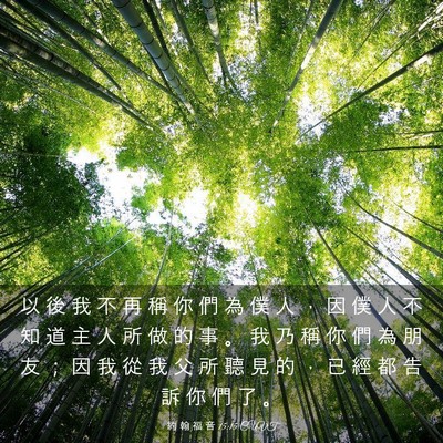 Picture 03 - 約 翰 福 音 15:15 CUVT - 以 後 我 不 再 稱 你 們 為 僕 人 ， - Bible Verse Picture