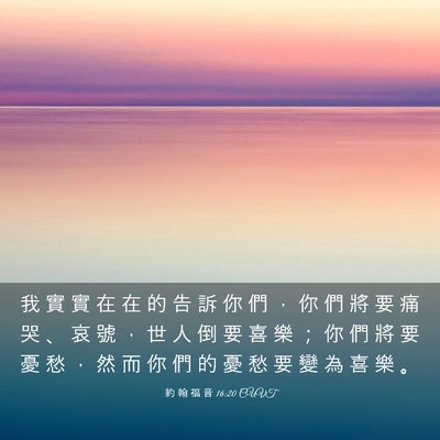 Picture 03 - 約 翰 福 音 16:20 CUVT - 我 實 實 在 在 的 告 訴 你 們 ， 你 - Bible Verse Picture