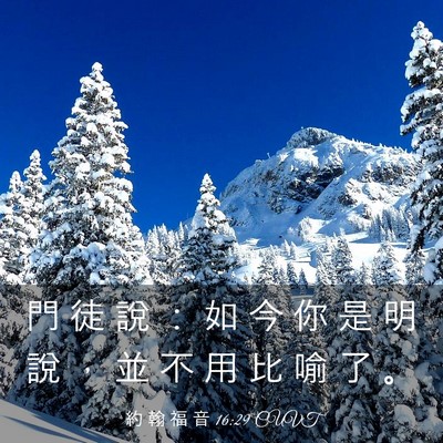 Picture 03 - 約 翰 福 音 16:29 CUVT - 門 徒 說 ： 如 今 你 是 明 說 ， 並 - Bible Verse Picture