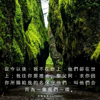 Picture 03 - 約 翰 福 音 17:11 CUVT - 從 今 以 後 ， 我 不 在 世 上 ， 他 - Bible Verse Picture