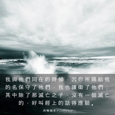 Picture 03 - 約 翰 福 音 17:12 CUVT - 我 與 他 們 同 在 的 時 候 ， 因 你 - Bible Verse Picture