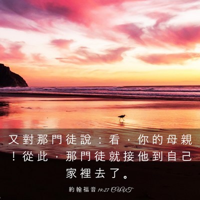 Picture 03 - 約 翰 福 音 19:27 CUVT - 又 對 那 門 徒 說 ： 看 ， 你 的 母 - Bible Verse Picture