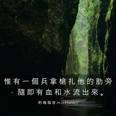 Picture 03 - 約 翰 福 音 19:34 CUVT - 惟 有 一 個 兵 拿 槍 扎 他 的 肋 旁 - Bible Verse Picture
