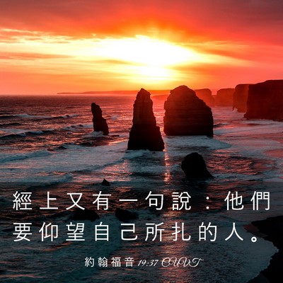 Picture 03 - 約 翰 福 音 19:37 CUVT - 經 上 又 有 一 句 說 ： 他 們 要 仰 - Bible Verse Picture
