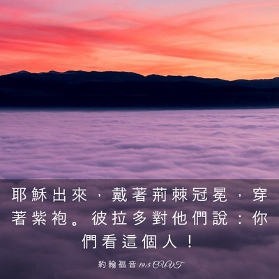 Picture 03 - 約 翰 福 音 19:5 CUVT - 耶 穌 出 來 ， 戴 著 荊 棘 冠 冕 ， - Bible Verse Picture