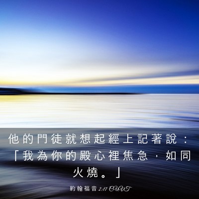 Picture 03 - 約 翰 福 音 2:17 CUVT - 他 的 門 徒 就 想 起 經 上 記 著 說 - Bible Verse Picture