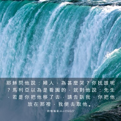 Picture 03 - 約 翰 福 音 20:15 CUVT - 耶 穌 問 他 說 ： 婦 人 ， 為 甚 麼 - Bible Verse Picture