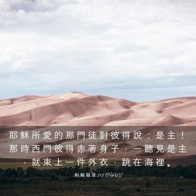 Picture 03 - 約 翰 福 音 21:7 CUVT - 耶 穌 所 愛 的 那 門 徒 對 彼 得 說 - Bible Verse Picture