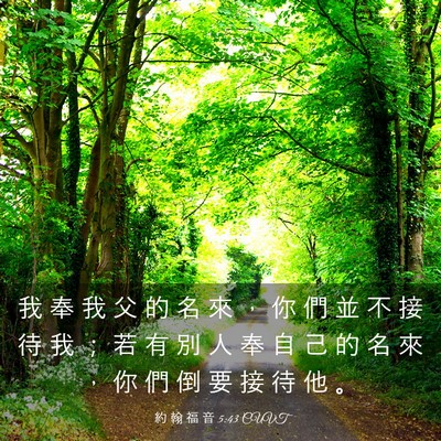 Picture 03 - 約 翰 福 音 5:43 CUVT - 我 奉 我 父 的 名 來 ， 你 們 並 不 - Bible Verse Picture