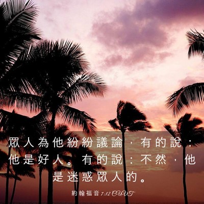 Picture 03 - 約 翰 福 音 7:12 CUVT - 眾 人 為 他 紛 紛 議 論 ， 有 的 說 - Bible Verse Picture