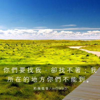 Picture 03 - 約 翰 福 音 7:34 CUVT - 你 們 要 找 我 ， 卻 找 不 著 ； 我 - Bible Verse Picture