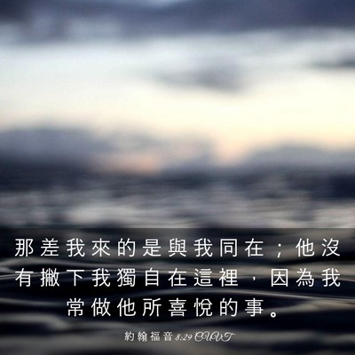 Picture 03 - 約 翰 福 音 8:29 CUVT - 那 差 我 來 的 是 與 我 同 在 ； 他 - Bible Verse Picture