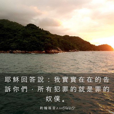 Picture 03 - 約 翰 福 音 8:34 CUVT - 耶 穌 回 答 說 ： 我 實 實 在 在 的 - Bible Verse Picture