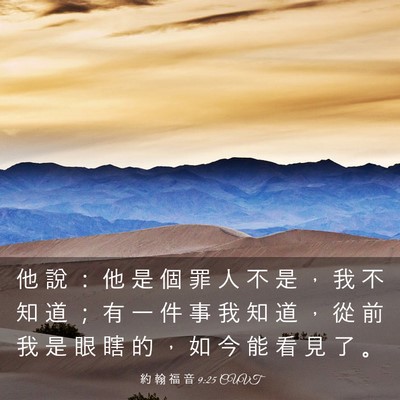 Picture 03 - 約 翰 福 音 9:25 CUVT - 他 說 ： 他 是 個 罪 人 不 是 ， 我 - Bible Verse Picture
