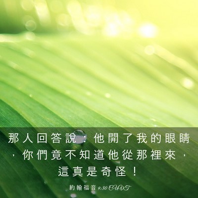 Picture 03 - 約 翰 福 音 9:30 CUVT - 那 人 回 答 說 ： 他 開 了 我 的 眼 - Bible Verse Picture
