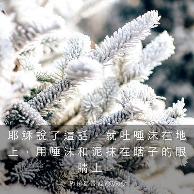 Picture 03 - 約 翰 福 音 9:6 CUVT - 耶 穌 說 了 這 話 ， 就 吐 唾 沫 在 - Bible Verse Picture