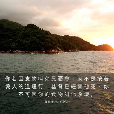 Picture 03 - 羅 馬 書 14:15 CUVT - 你 若 因 食 物 叫 弟 兄 憂 愁 ， 就 - Bible Verse Picture