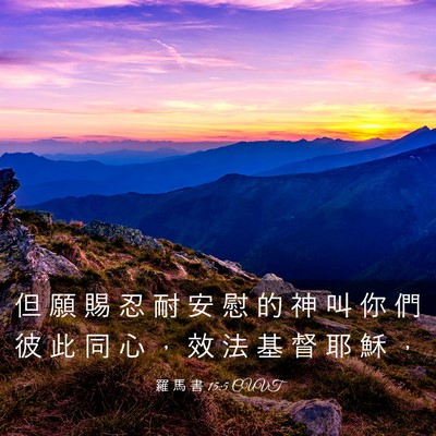 Picture 03 - 羅 馬 書 15:5 CUVT - 但 願 賜 忍 耐 安 慰 的 神 叫 你 們 - Bible Verse Picture