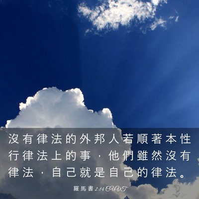 Picture 03 - 羅 馬 書 2:14 CUVT - 沒 有 律 法 的 外 邦 人 若 順 著 本 - Bible Verse Picture