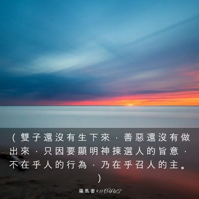 Picture 03 - 羅 馬 書 9:11 CUVT - （ 雙 子 還 沒 有 生 下 來 ， 善 惡 - Bible Verse Picture
