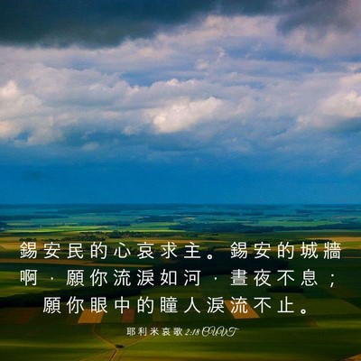 Picture 03 - 耶 利 米 哀 歌 2:18 CUVT - 錫 安 民 的 心 哀 求 主 。 錫 安 的 - Bible Verse Picture