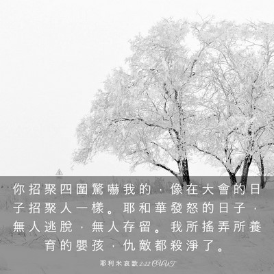 Picture 03 - 耶 利 米 哀 歌 2:22 CUVT - 你 招 聚 四 圍 驚 嚇 我 的 ， 像 在 - Bible Verse Picture