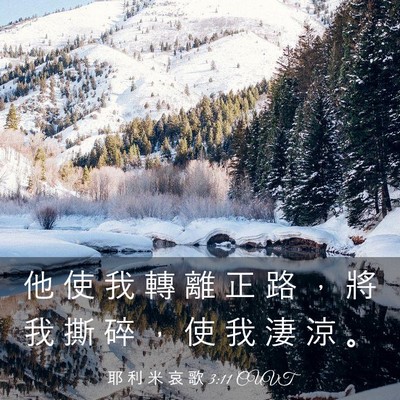 Picture 03 - 耶 利 米 哀 歌 3:11 CUVT - 他 使 我 轉 離 正 路 ， 將 我 撕 碎 - Bible Verse Picture