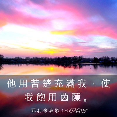 Picture 03 - 耶 利 米 哀 歌 3:15 CUVT - 他 用 苦 楚 充 滿 我 ， 使 我 飽 用 - Bible Verse Picture