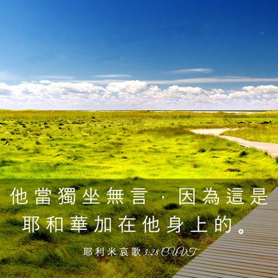 Picture 03 - 耶 利 米 哀 歌 3:28 CUVT - 他 當 獨 坐 無 言 ， 因 為 這 是 耶 - Bible Verse Picture